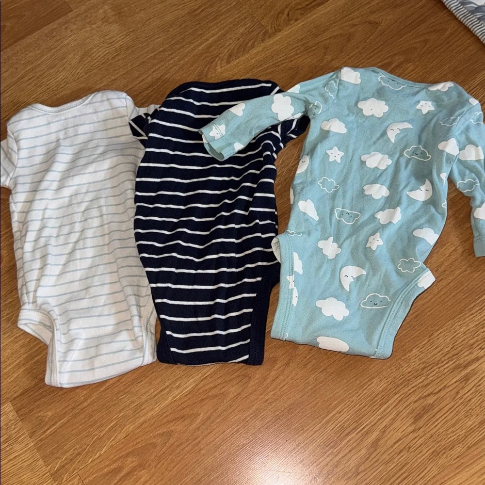 3 Months LOT of 3 Carter's 1 Long 2 Short-Sleeve Bodysuits